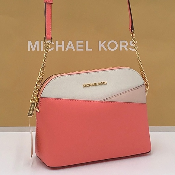 Michael Kors Jet Set Travel Medium Logo Dome Crossbody Grapefruit Multi Color - Picture 6 of 16